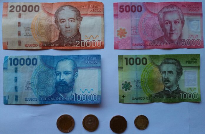 Chilská měna, Chile peníze, bankovky, měna pesos, peso, Chile