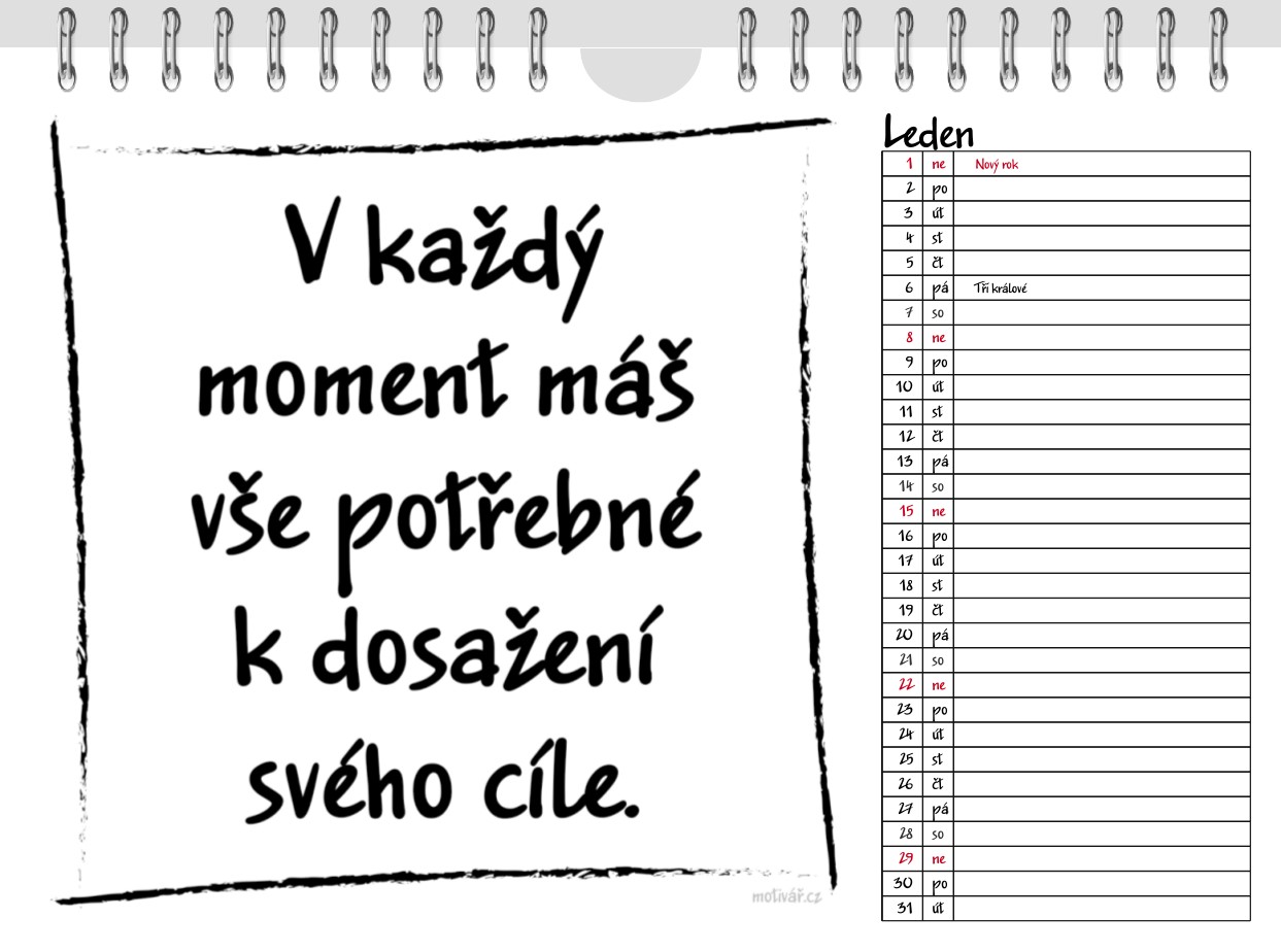 kalendář, motivační kalendář, motivace, citát, motivační citáty, motivář