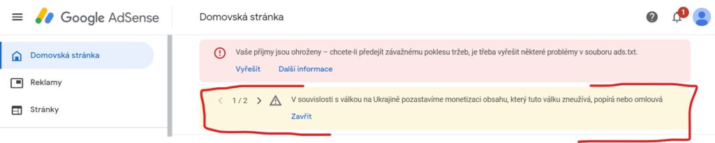 Adsense, cenzura, monetizace, zastavení, obsah